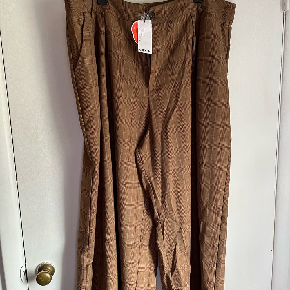 Wide leg brown striped pants 4X new with tags